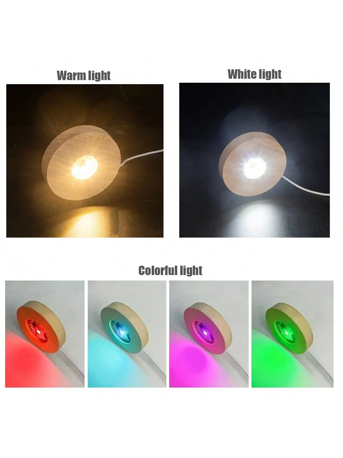 1 шт. круглый деревянный ночник со светодиодной подсветкой и USB-интерфейсом