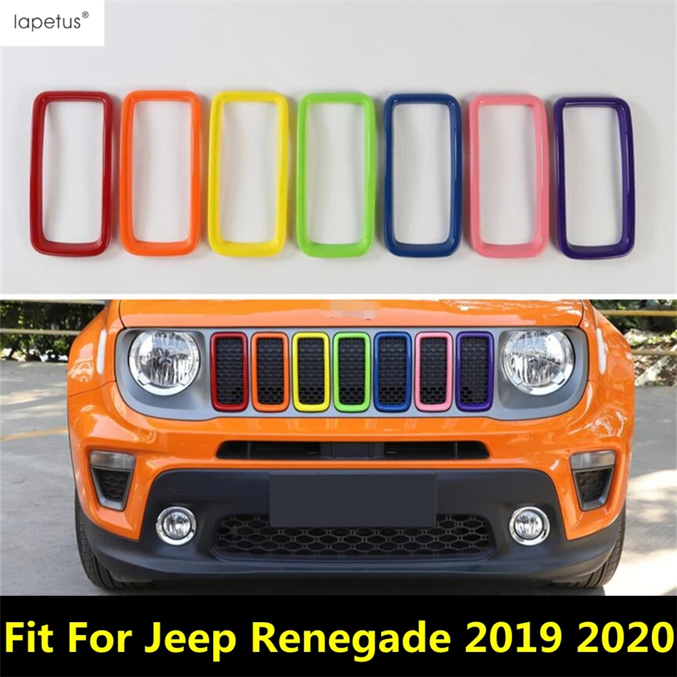 

7Pcs ABS Front Head Face Grille Grill Decoration Frame Molding Cover Kit Trim Accessories Exterior For Jeep Renegade 2019 2020