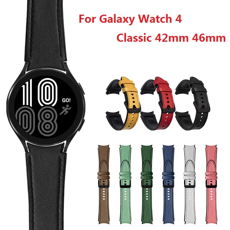 

Watchband Strap For Samsung Galaxy Watch 4 44mm 40mm Genuine Leather Band For Samsung Galaxy Watch 4 Classic 42mm 46mm Correa