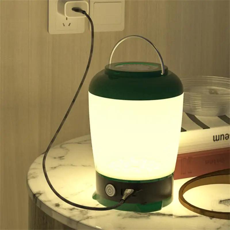 

Camping Lamp Abs Micro-usb Charging Ip65 Waterproof With Hook Light Weight Camping Equipment Tent Lantern 2000 Mah Non-slip Base