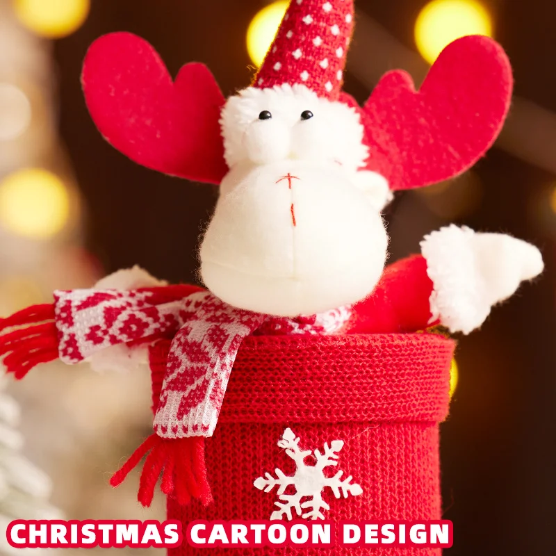 Рождественская вязаная сумка со звездой и яблоком Рождественский мультяшный