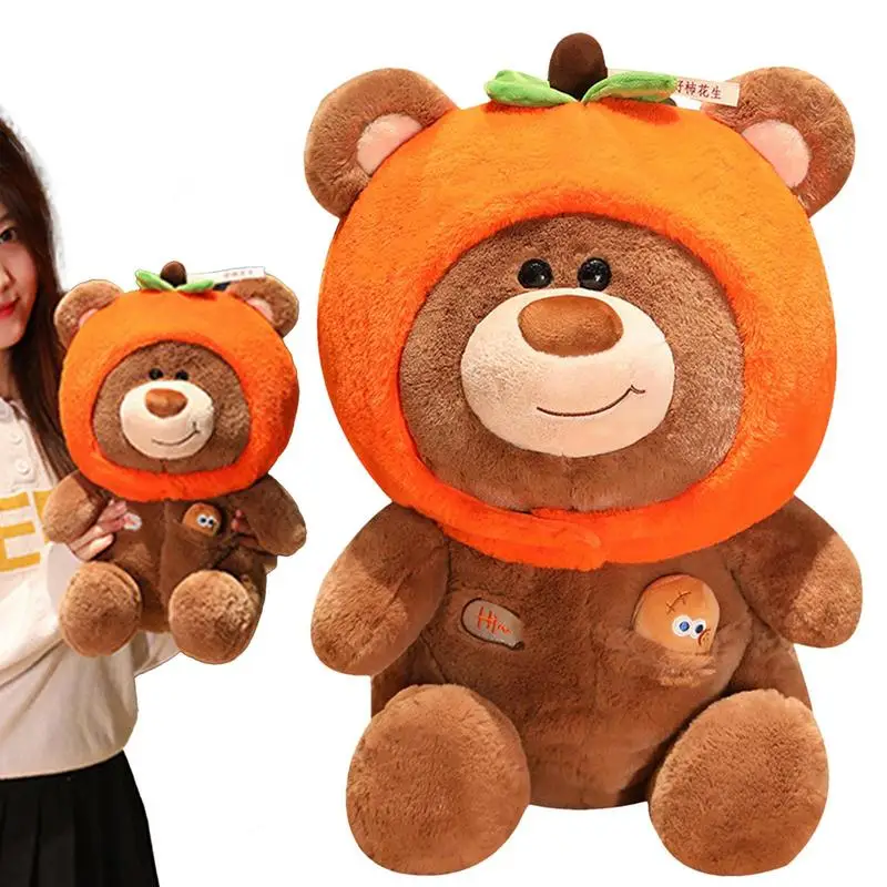 

Stuffed Bear Plush Doll With Persimmon Hat Cute Anime Plush Toy For Valentine's Day Birthday Gift Children's Holiday Surprise