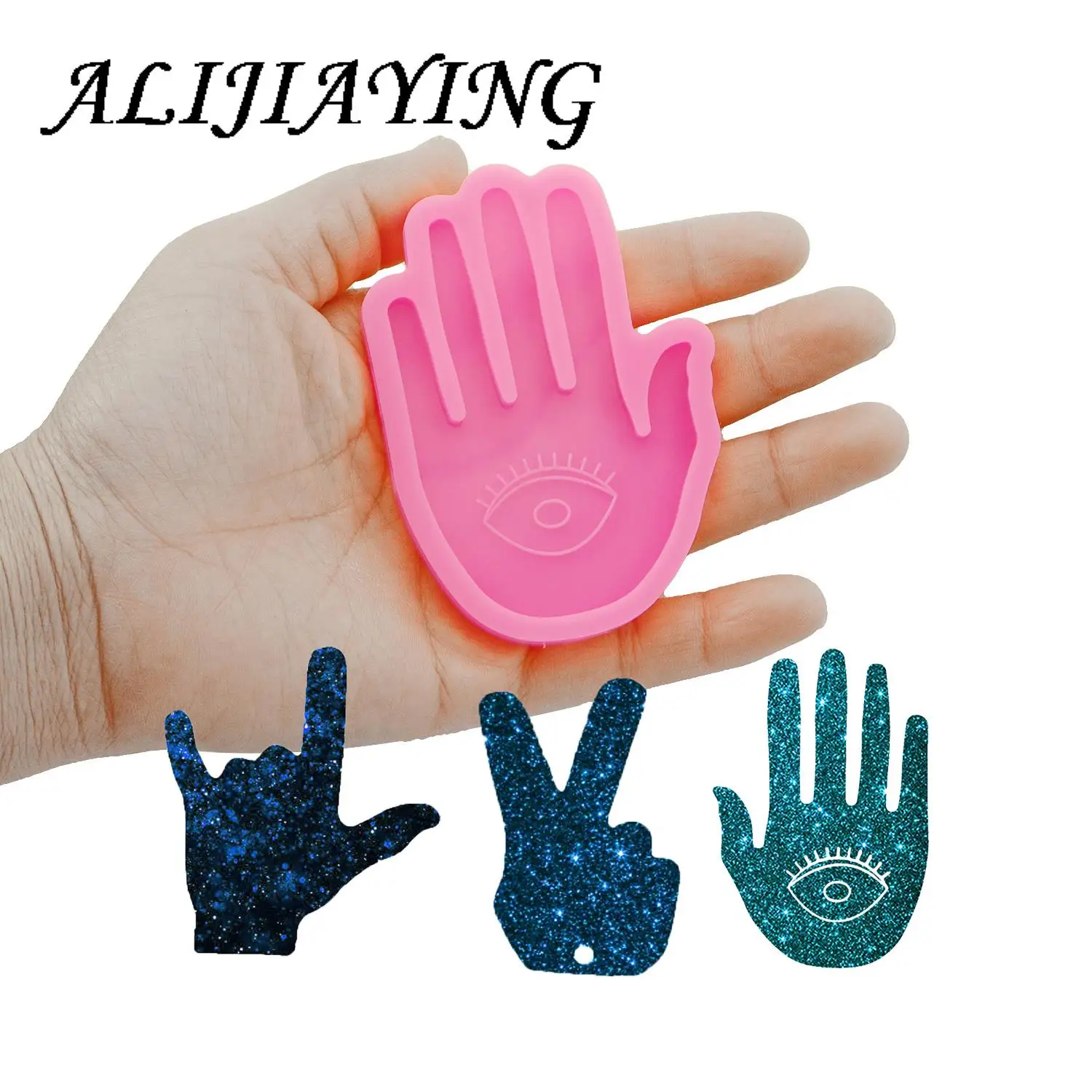 DY0118 Shiny Hand I Love You Sign Language Silicone Mould Resin Craft DIY Epoxy Making Jewelry Keychain Molds