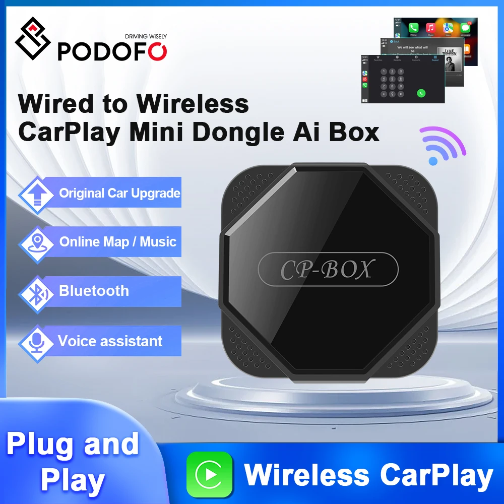 

Podofo Wireless Carplay Adapter Carplay Dongle Carplay AI Box AI Voice Mini Bluetooth Dongle Plug And Play For BMW Audi Toyota