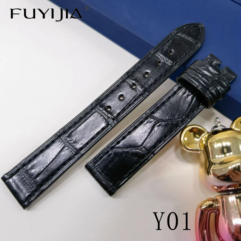 

FUYIJIA Luxury C-hopard Watch Band Handmade Genuine Alligator Strap 14MM 15MM 16MM 17MM 18MM 19MM 20MM Crocodile Skin Watchbands