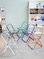 Nordic Furniture Transparent Acrylic Home Living Room Chair Hallway Folding Stool High Stools Kitchen Dressing Table Chairs