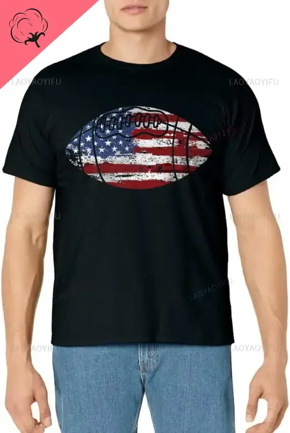 Футбольная футболка с американским флагом США винтажная подарочная из 100% хлопка