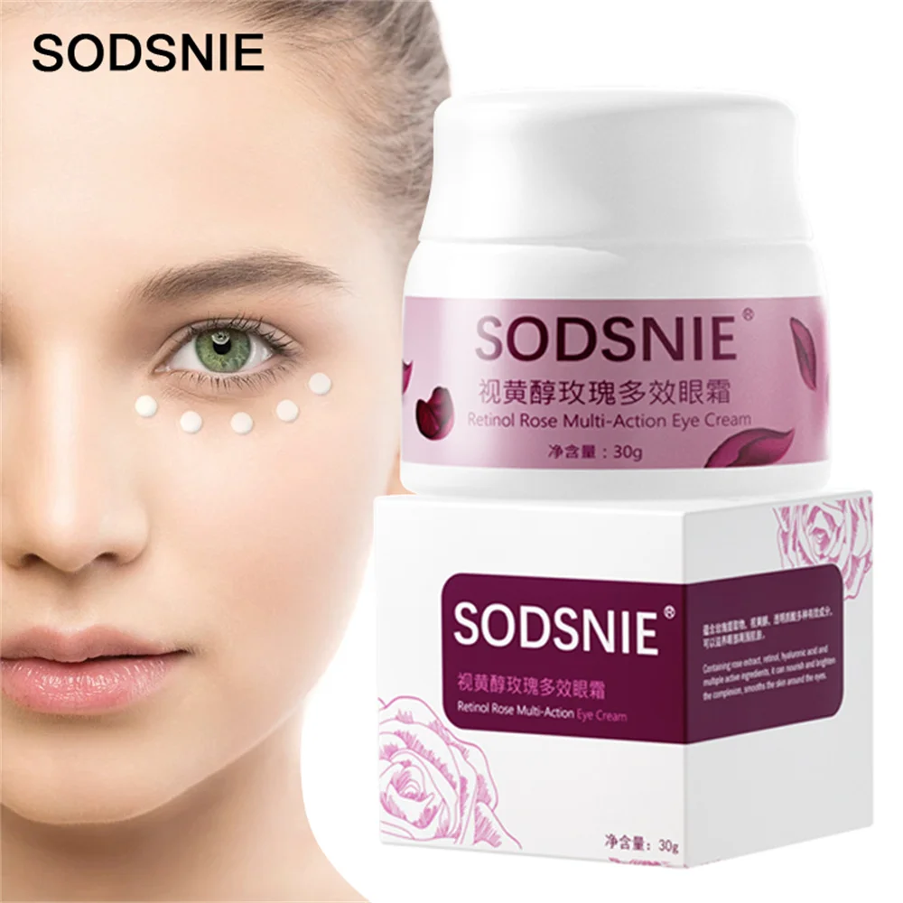 

SODSNIE Eye Cream Repair Brighten Eliminate Dark Circle Wrinkles Puffiness Lifting Firming Anti-Aging Rose Retinol Skin Care 30g