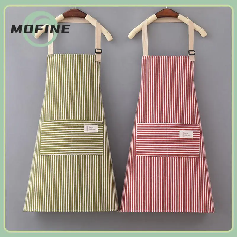 

Vertical Stripe Household Cooking Baking Apron Japanese Style Household Apron Anti-fouling Restaurant Special Sleeveless Apron