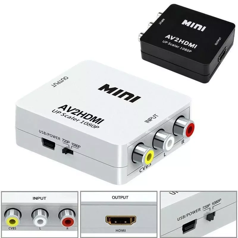 

1080P RCA AV to HDMI-compatible Converter Adapter Composite for Nintend NES SNES PS1 SEGA DVD Xbox TV Projector with USB Cable