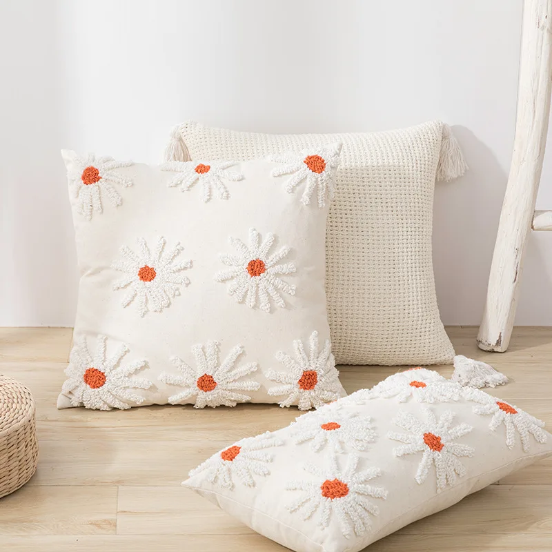 

Daisy Cushion cover 45x45cm/30x50cm Pillow Cover Tufted Ivory Home Decoration Living Room Sofa Couch Bedroom Chair Seasonable