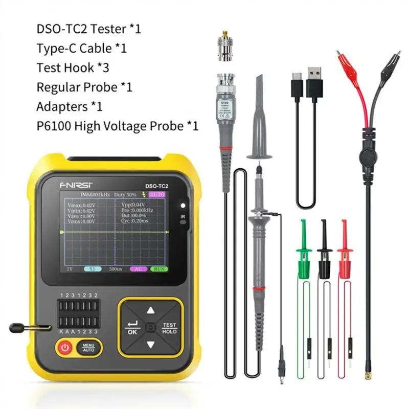 FNIRSI DSO-TC2 Digital Oscilloscope Transistor Tester 200kHz 2.5MS/s Sampling Rate Bandwidth Support Diode LCR Detect PWM Out