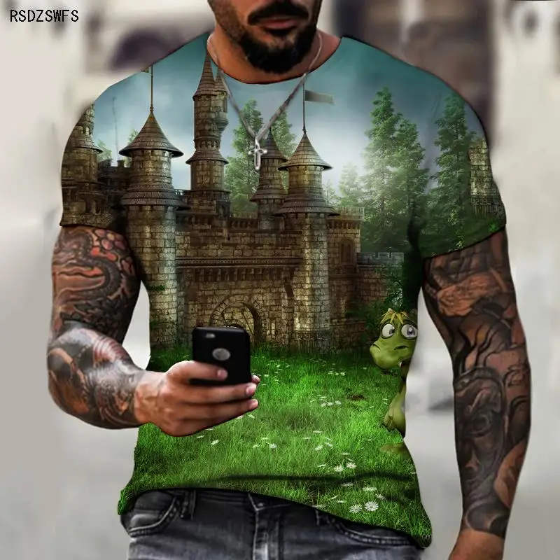 

Romantic Full House Castle 3D Stereo Summer Blusa Masculina Maillot 2022 Erwachsene Oversized T-shirt Top Dress