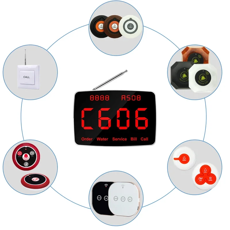 Приемник монитора QWICALL с 1 дисплеем 10 кнопок вызова стола беспроводная система