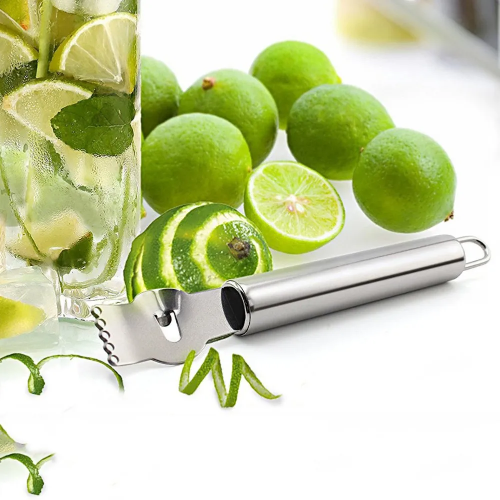 1PC Stainless Steel Lemon Zester Grater With Channel Knife And Hanging Loop Orange Citrus Fruit Peeling Kitchen Bar - купить по