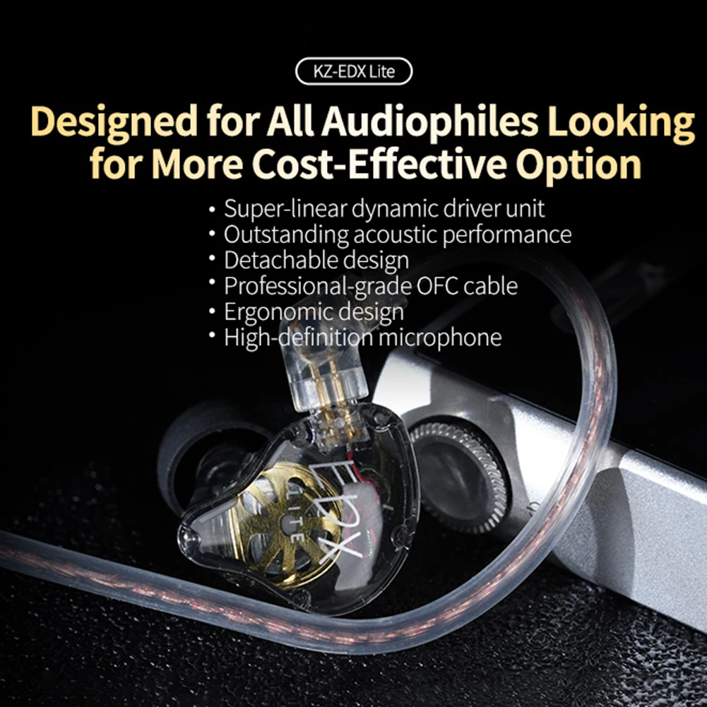 Hi-Fi наушники KZ EDX Lite стереонаушники с басами