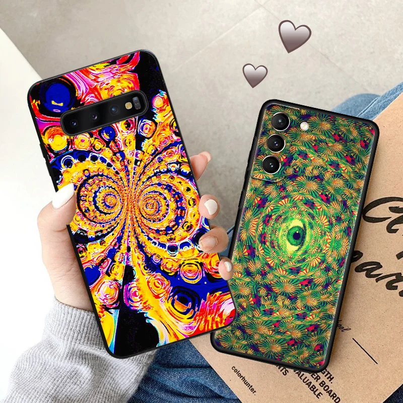 Чехол для телефона Samsung S24 Ultra S23 FE S22 S21 S20 S10 Abstact Trippy Psychedelic Art Galaxy Note20 мягкий черный