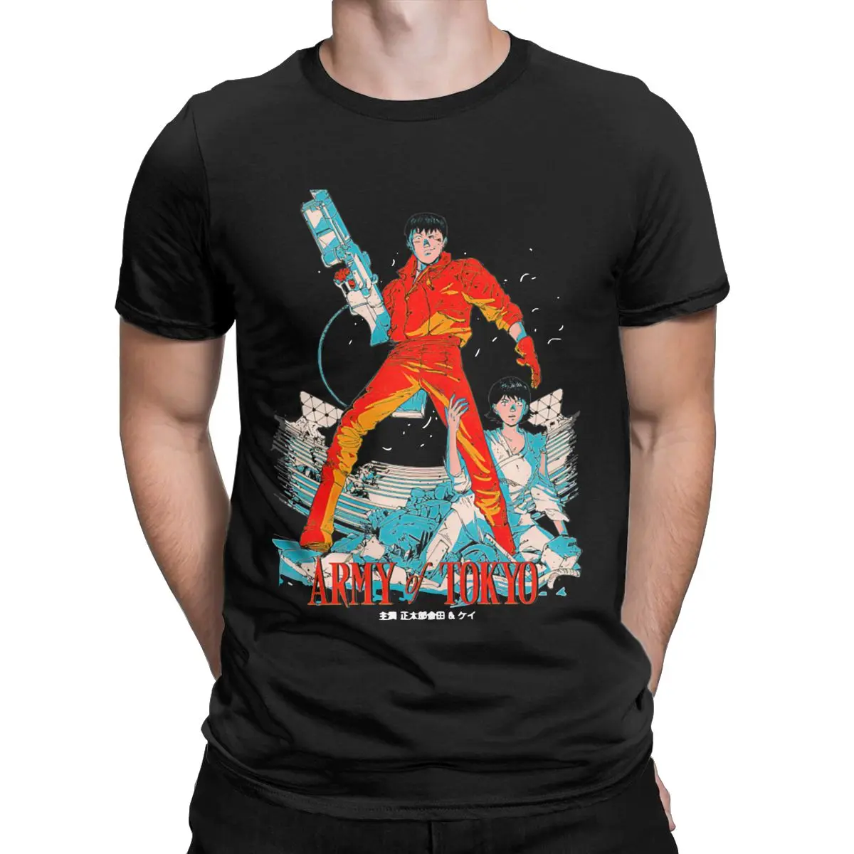 

Akira japan tokyo katsuhiro otomo anime movie vintage 80s Pure Cotton Tees Short Sleeve anime T Shirt Crew Neck Clothes Printed