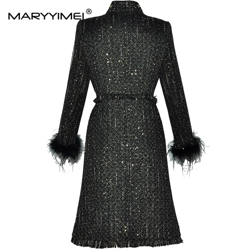 MARYYIMEI модное осенне-зимнее новое стильное женское пальто с воротником-стойкой и