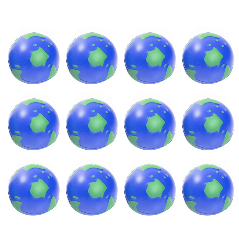 

12 Pack Earth Stress Balls,2.5 Inches Globe Theme Squeeze Balls ,Stress Relief Ball Squeeze Anxiety Fidget Stress Ball