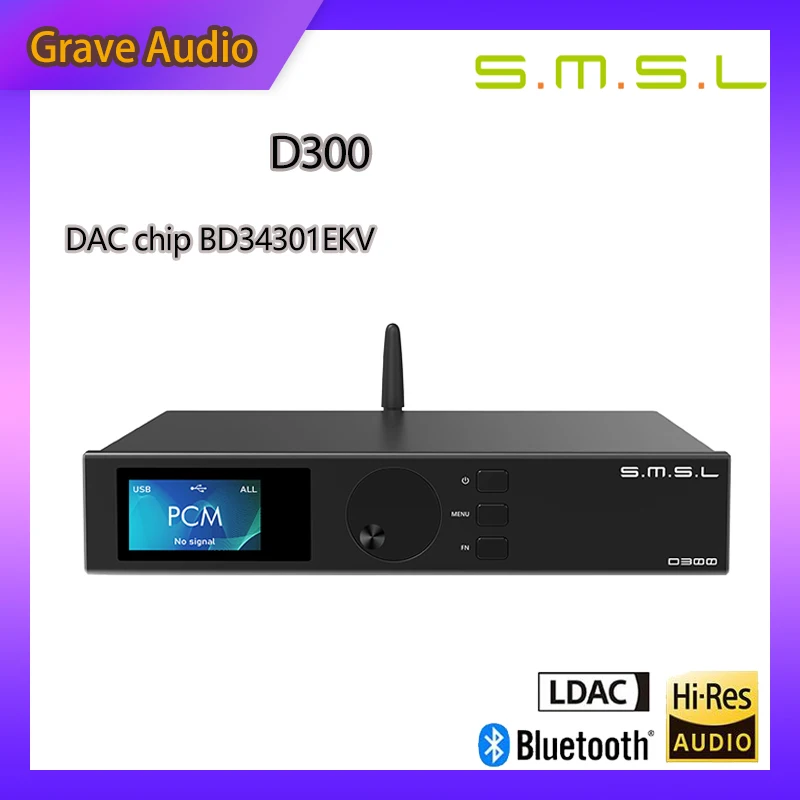 SMSL D300 цифро-аналоговый преобразователь (DAC) ROHM BD34301EKV чип декодирования PCM768kHz 32Bit DSD512 Bluetooth 5,0 LDAC aptX HD Deco