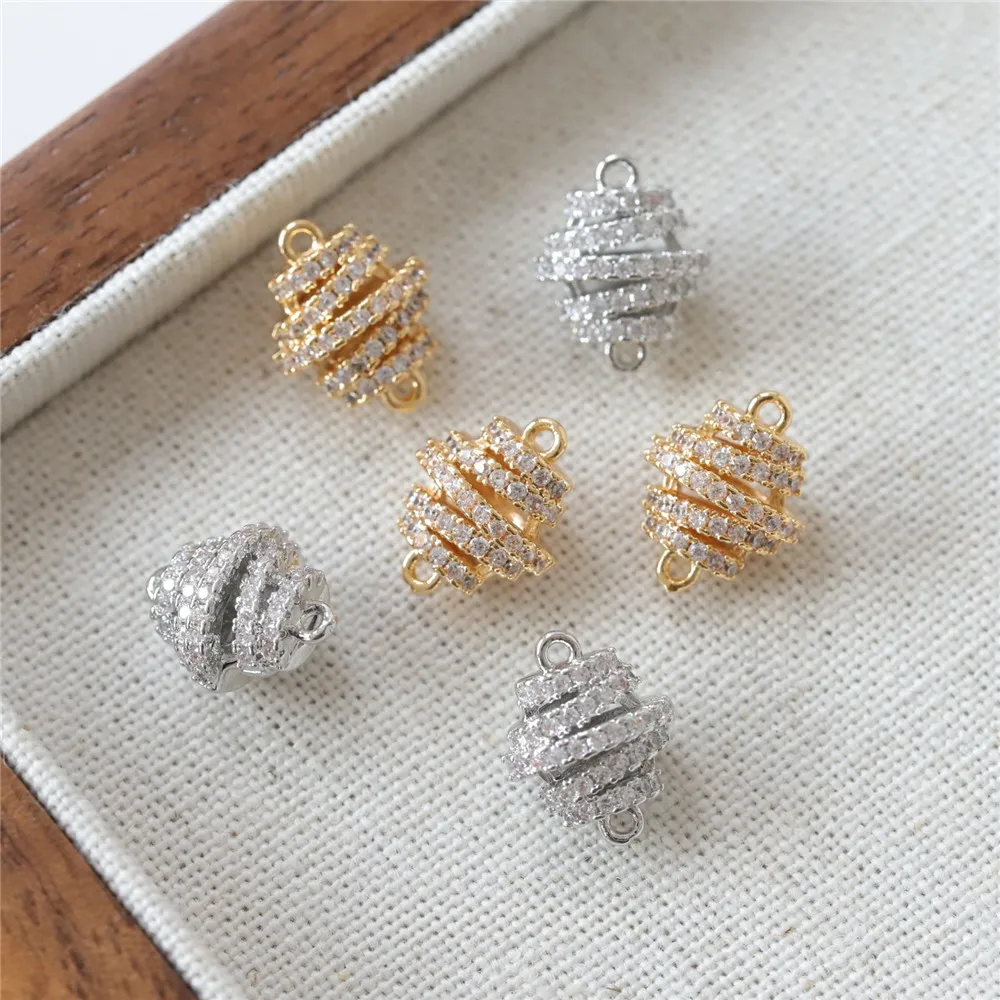 Медное настоящее золото с цирконием трехмерный сотовый крест двойной кулон