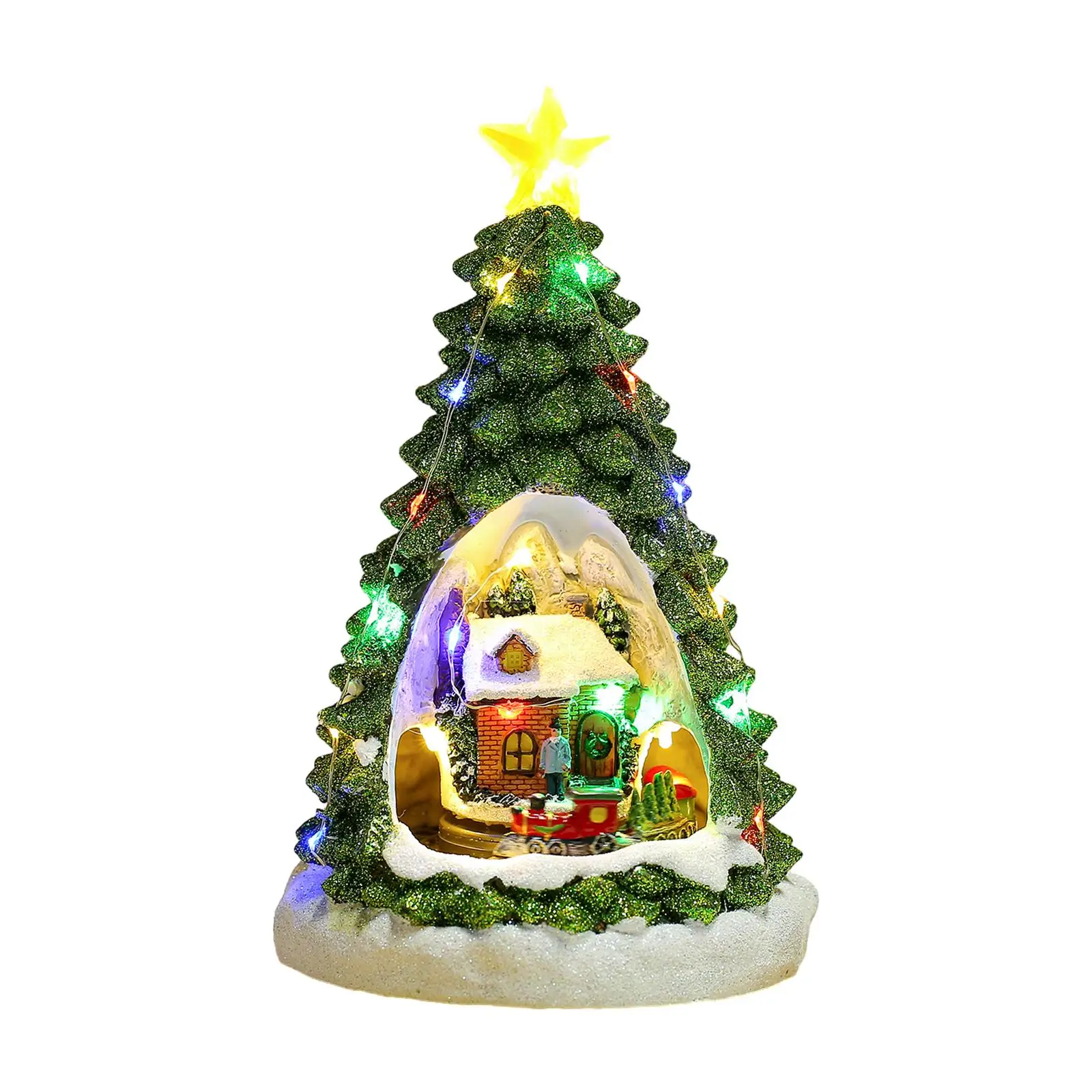 

Christmas Tree Glowing House Music Ornament Collectible Buildings Holiday House for Home Desktop Party Favors Wedding Decoration