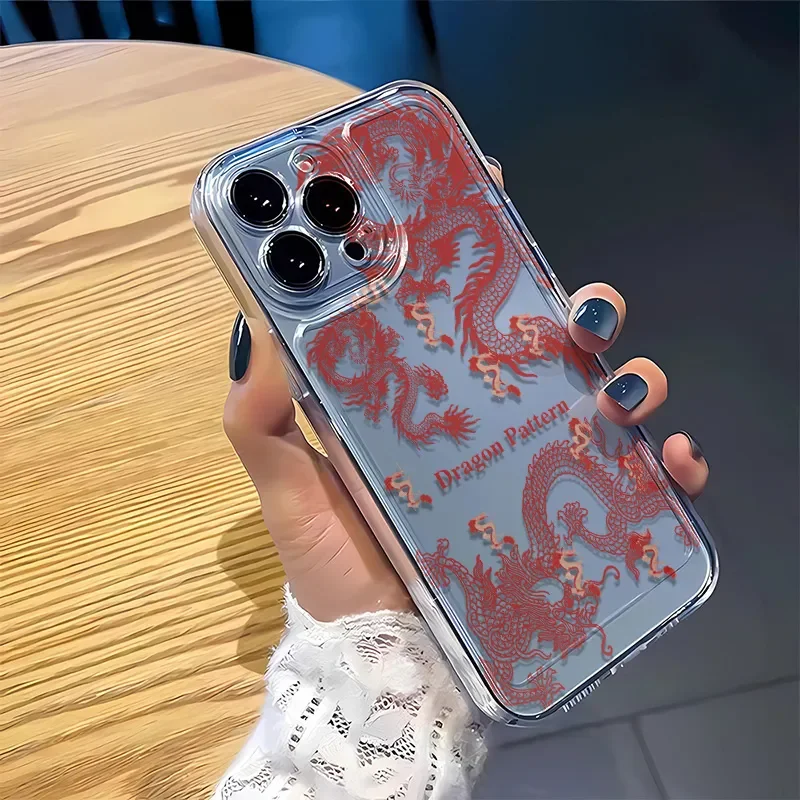 Новый мягкий чехол с изображением четырех драконов Soar In the air для iPhone15 141312 11Pro lax XR XS