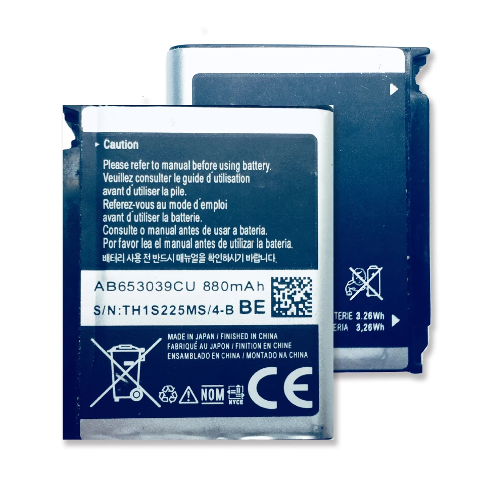 AB653039CU 880 мАч заменяемый аккумулятор для Samsung S7330 F609 E958 U900 U800E мобильный телефон |