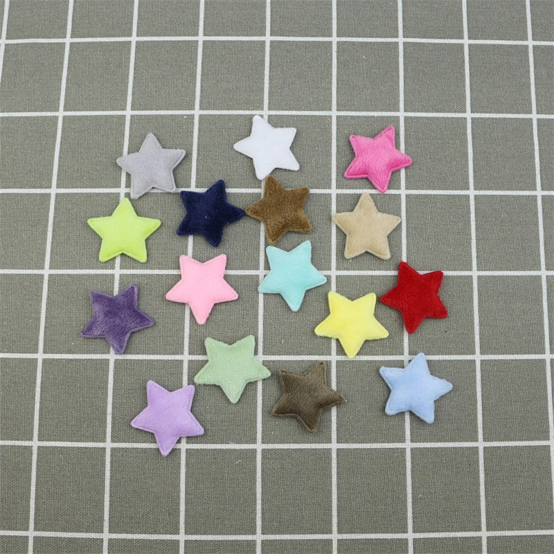 

100Pcs 36mm Plush Stars Padded Appliques Patches DIY Craft Scarf Toy Clothes Sewing Handmade Materials Bows Hair Accessories Art