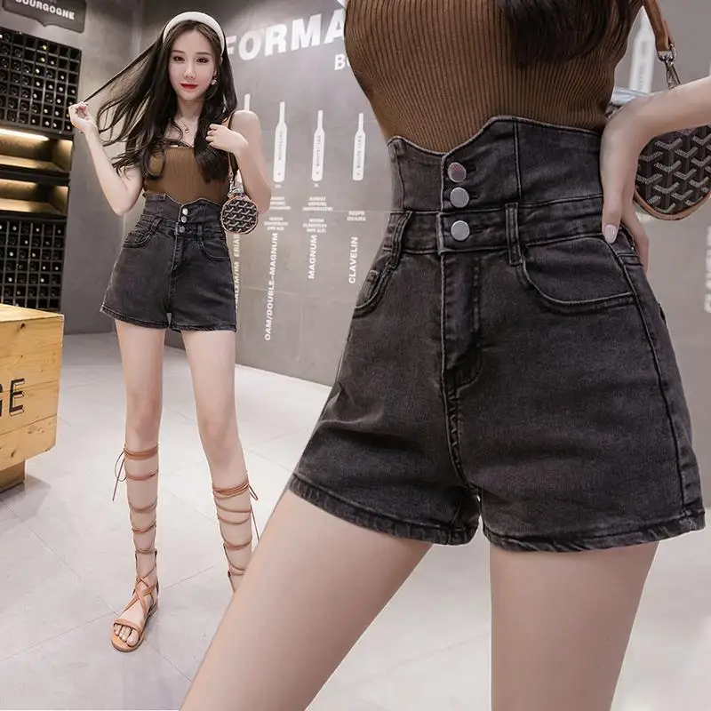 

Women 2022 Summer New Casual High Waist Denim Shorts Female Vintage All Match Jeans Shorts Ladies Femme Fashion Shorts S73