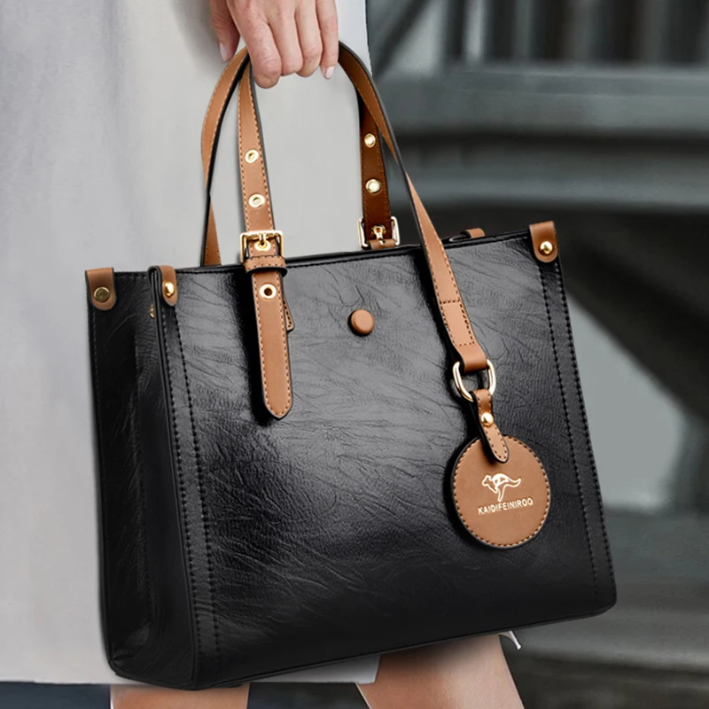 

3 Layers Casual Tote Vintage Ladies Tote Hand Bag Leather Luxury Handbags Women Designer Bags for Women 2022 New Female Handbag