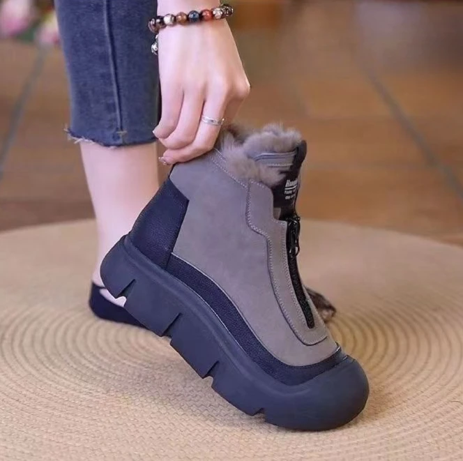 Зимние новые модные Полуботинки на платформе женская обувь стильные хлопковые