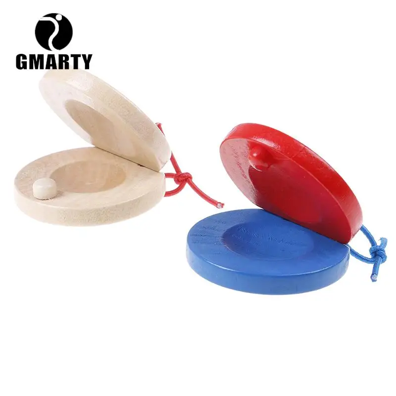 

1Pcs Wooden Castanets Wood Percussion Musical Instrument Education Child's Intellectual Development Listening Ability