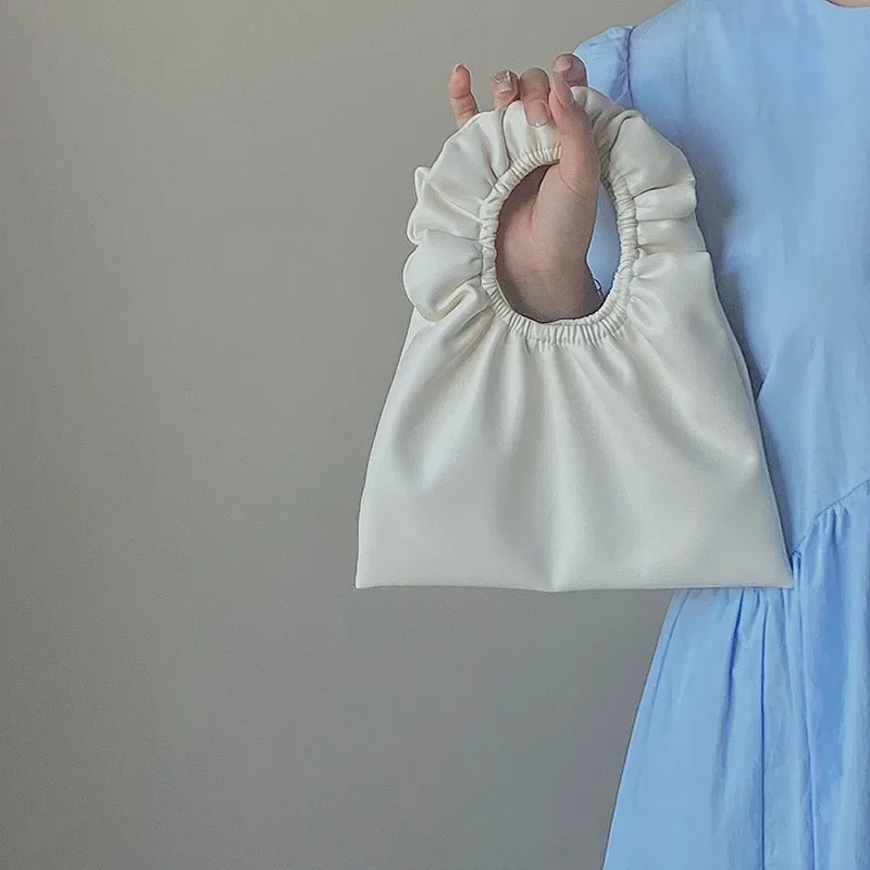 

BAG433H36-H40 Luxury brand designer women's new soft leather pleated bag girl's concave shape cute dumpling mother handbag