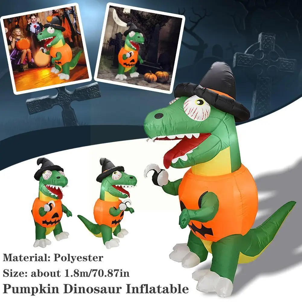 

Halloween Inflatables Dinosaur Pumpkin Decoration Blow Yard For Up Halloween Built-in Blower Lighted Decorations Decoration B5w1