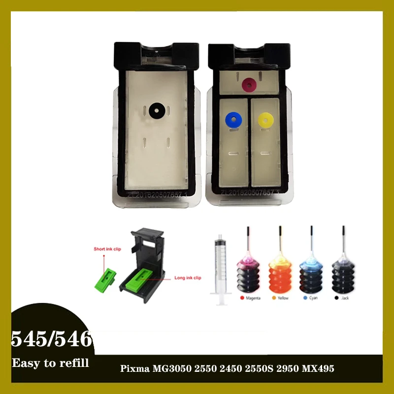 

Refillable PG545 CL546 for canon ink cartridge pg545xl pg 545 cl 546 for pixma MG2950 MG2550 MG2500 MG3050 MG2450 MG3051 MX495