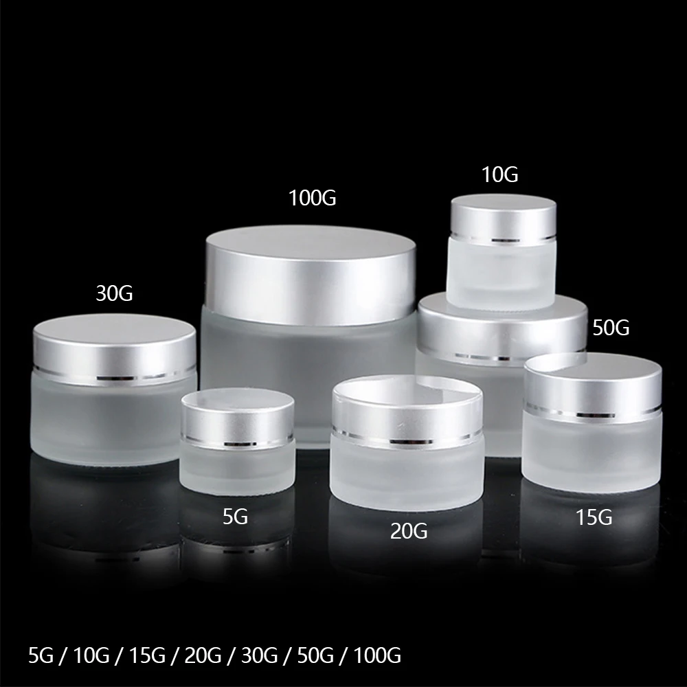 5/10/15/20/30/50/100g Face Cream Container Frosted Glass Refillable Ointment Bottles Empty Cosmetic Jar Pot Eye Shadow Storage