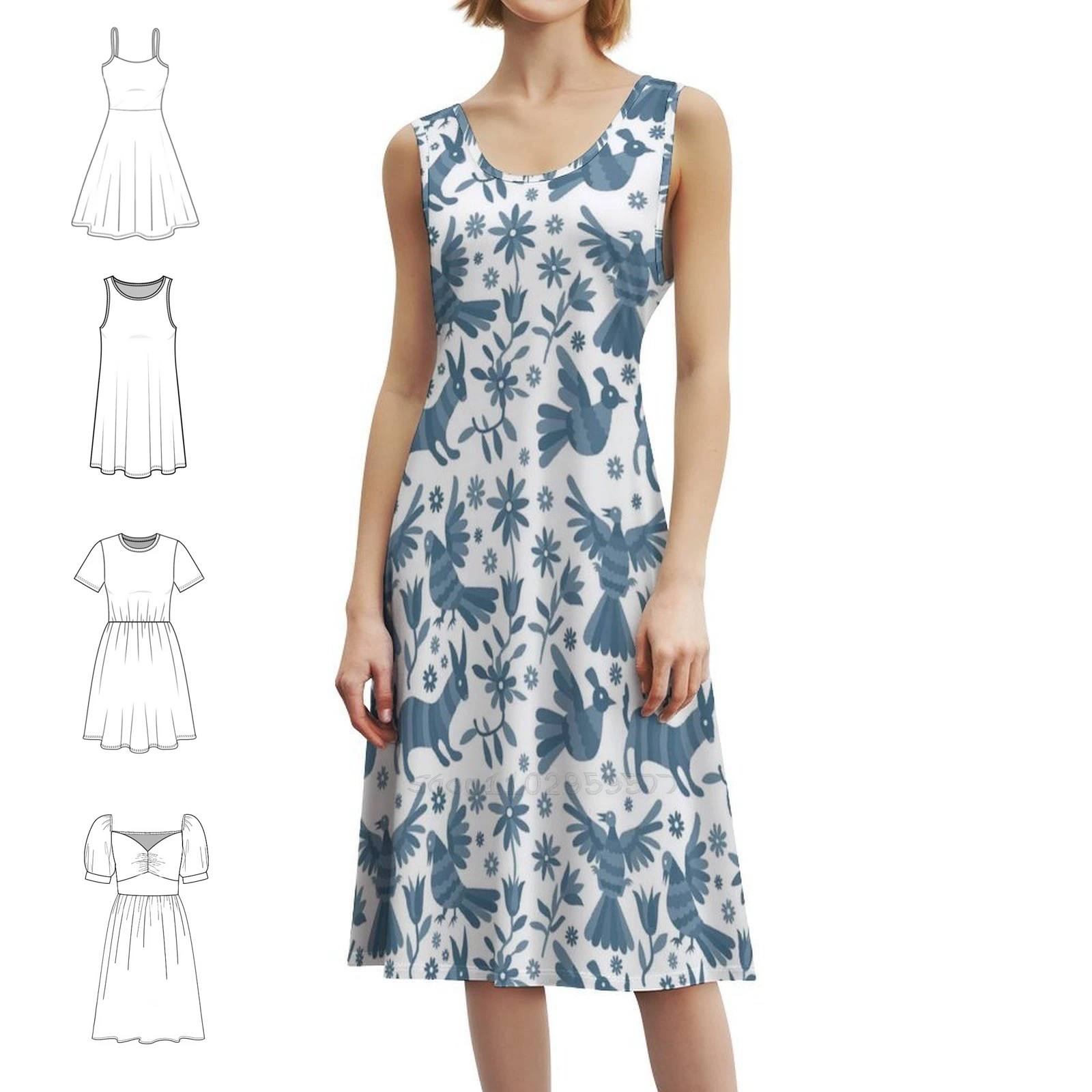 Фото Otomi Blue Otomi текстура мексиканское Otomi мексиканское искусство сексуальное платье для отпуска для женщин пляжная вечеринка день рождения мини-платье мексиканское Otomi №1