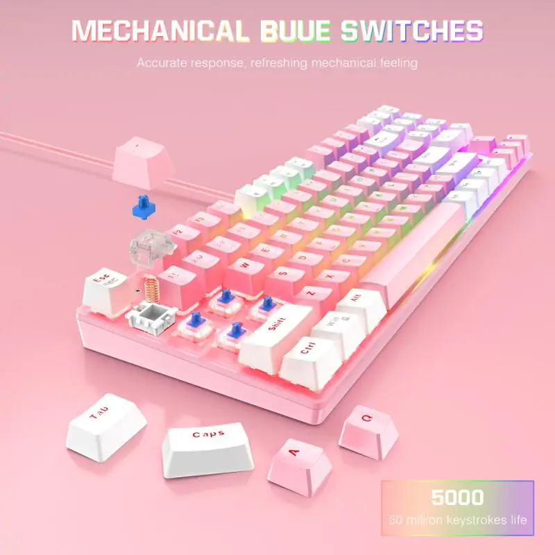 

Игровая RGB механическая клавиатура RYRA, 89 клавиш, игровая мышь, геймерские клавиатуры, USB, эргономичная мышь, набор для настольного ПК, геймера
