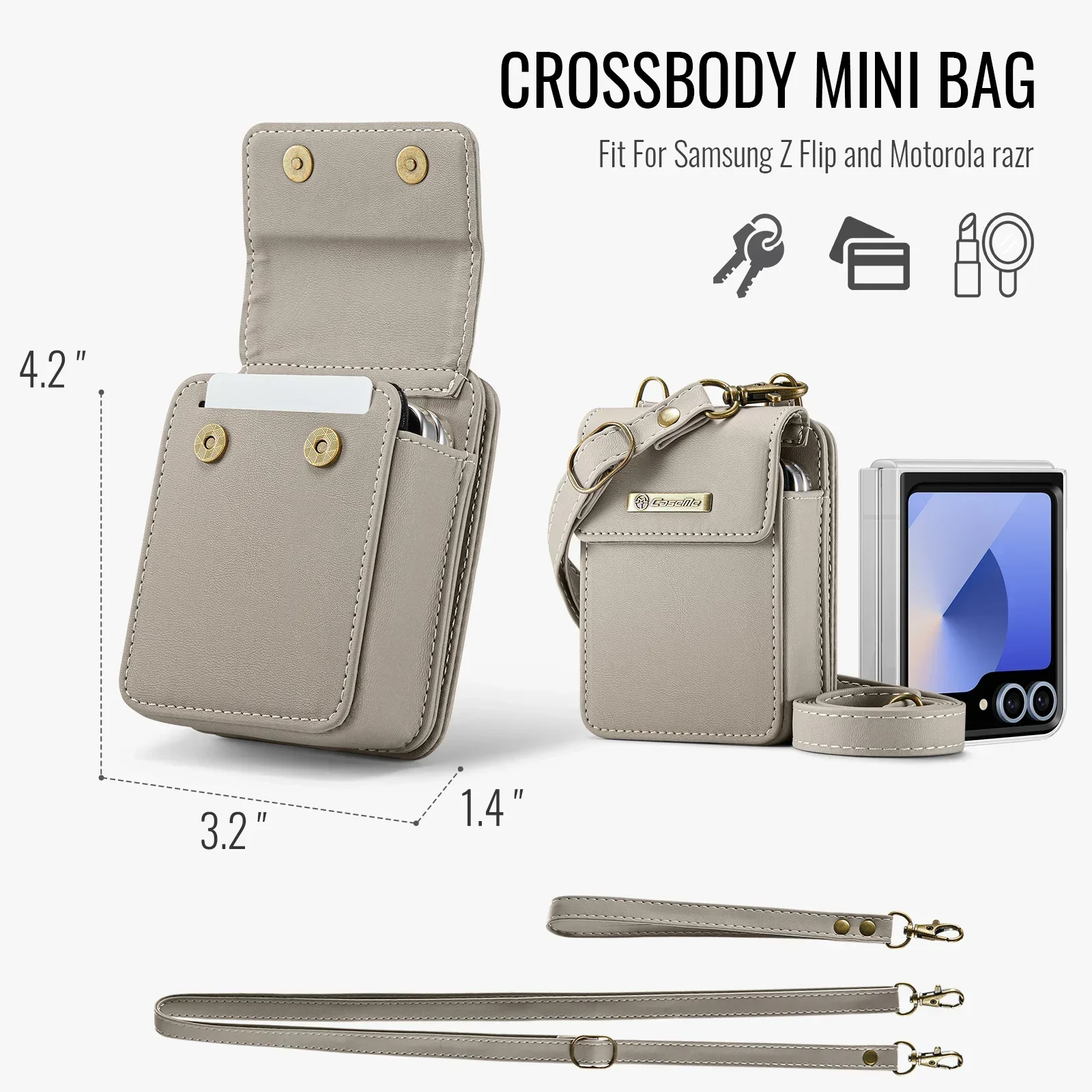 Чехол-книжка с ремешком через плечо для Samsung Galaxy Z 6 Flip5/4/3/2/1