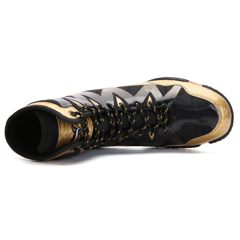 2022 New Men's Professional Fighting Wrestling Shoes Gold Red Breathable Non-Slip Boxing Sneakers Men's 35-46 Size Boxing Shoes