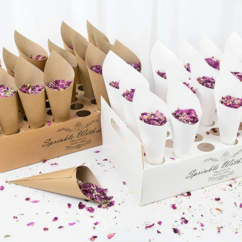 

Wedding Confetti Cones Holder Support For Wedding Decoration Kraft Paper Box Tray Confetti Storage Wedding Paper Cones Holders