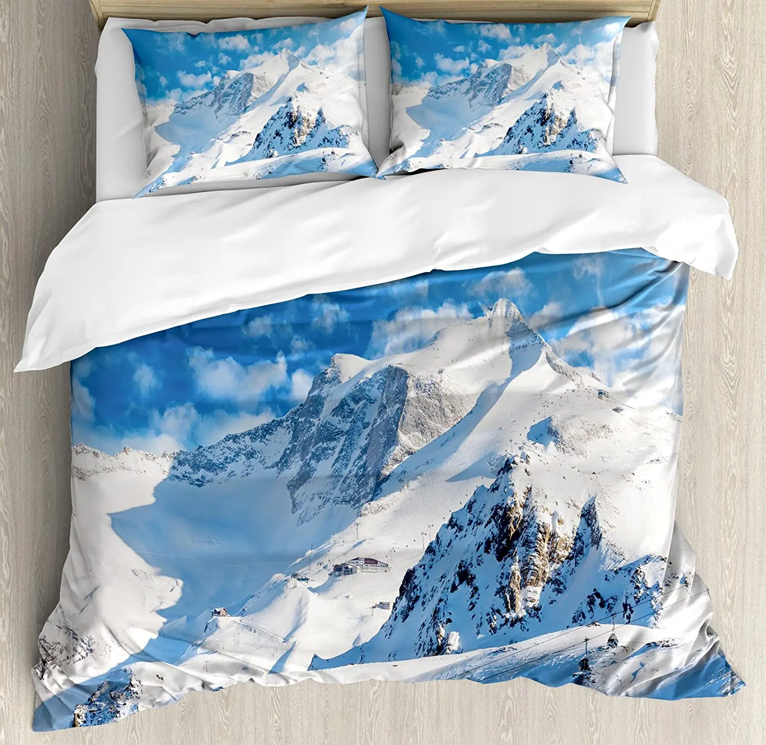 

Mountain Bedding Set For Bedroom Bed Home Mountain Landscape Ski Slope Winter Seasonal Spo Duvet Cover Quilt Cover Pillowcase