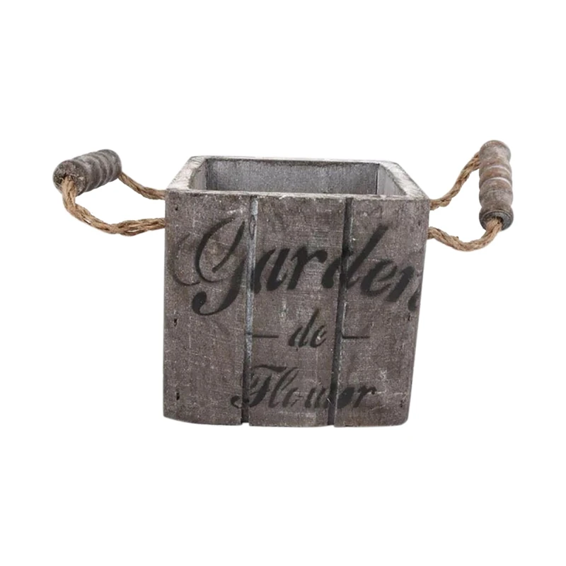 

Деревянный деревенский цветочный горшок, корзина, мясистый плантатор для суккулентов, украшение для сада и дома (случайный цвет)