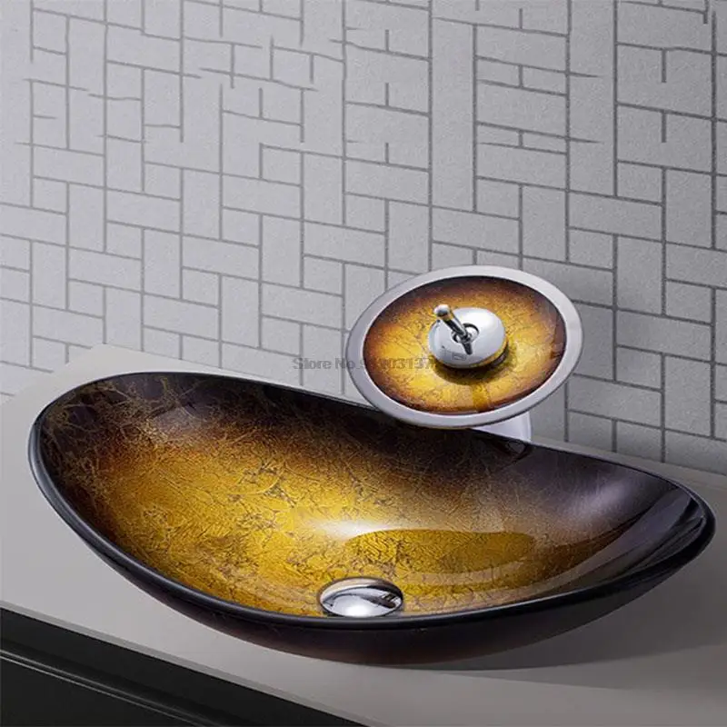 

Умывальник из закаленного стекла в скандинавском стиле, художественная раковина для ванной комнаты, туалета, столешницы, овальная, 54*36*16 см, толщина 12 мм