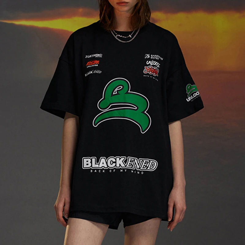 

Fashion Letter Print Short Sleeve T-shirt Mens Streetwear Loose Oversized Hip Hop T-shirts Summer O-Neck Cotton Tee Men's