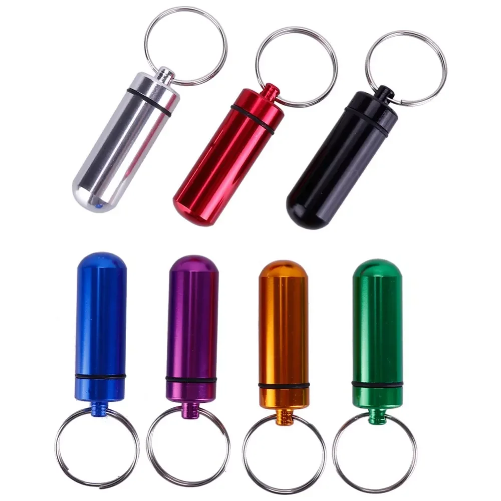 

Waterproof Aluminum Pill Box Medicine Case Container Bottle Holder Keychain Outdoor Pill Case Pillbox Portable #273518