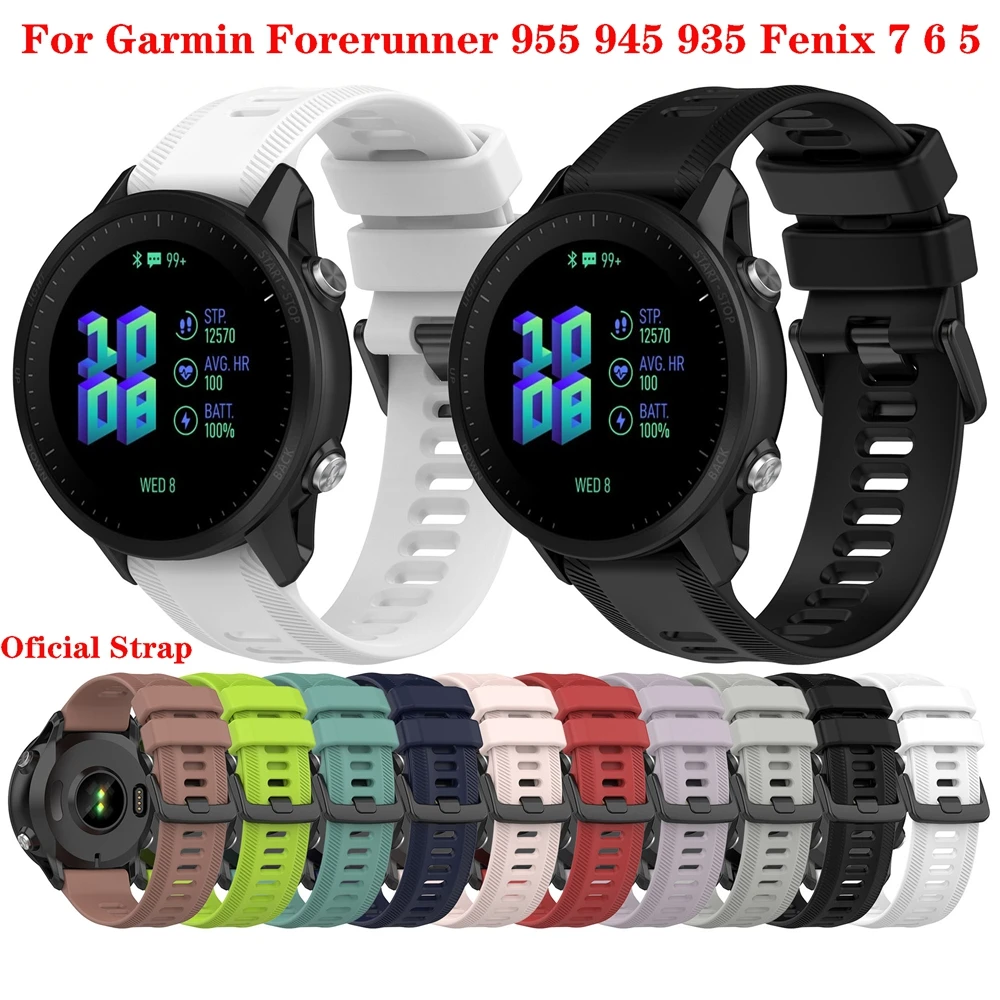 

22mm Official Silicone Watchband Straps for Garmin Forerunner 955 945 935 Outdoor Sport Wristbands For Garmin Fenix 7 6 5 Watch