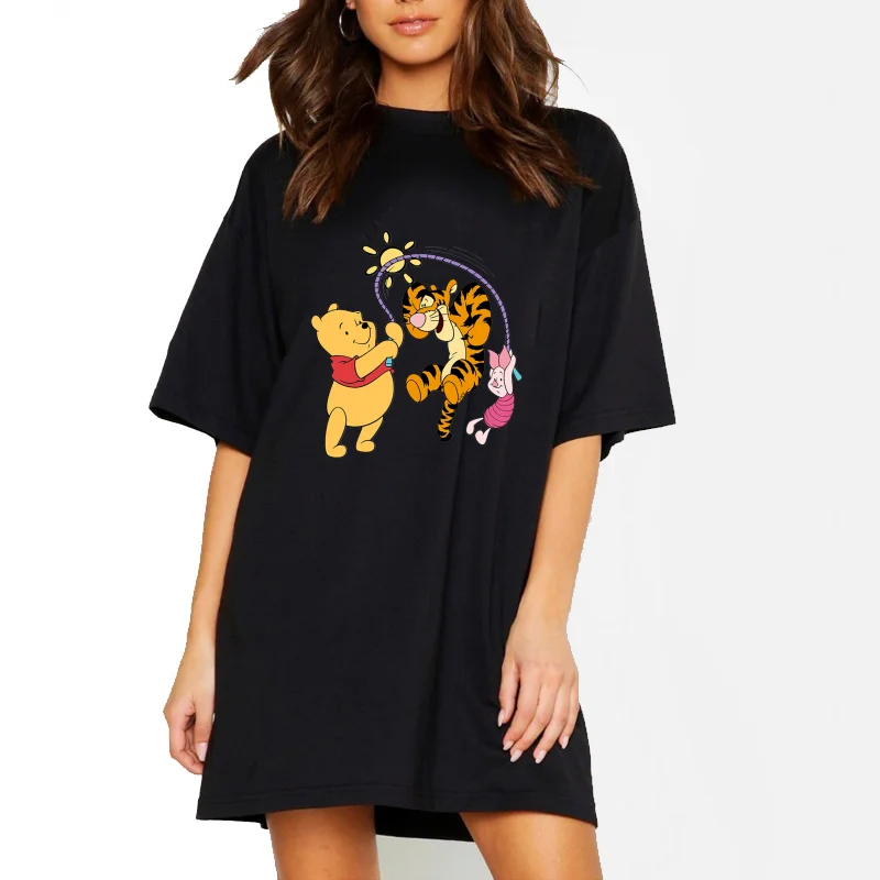 

Женское летнее платье Винни-Пух, изящное платье белого и черного цветов, 2022